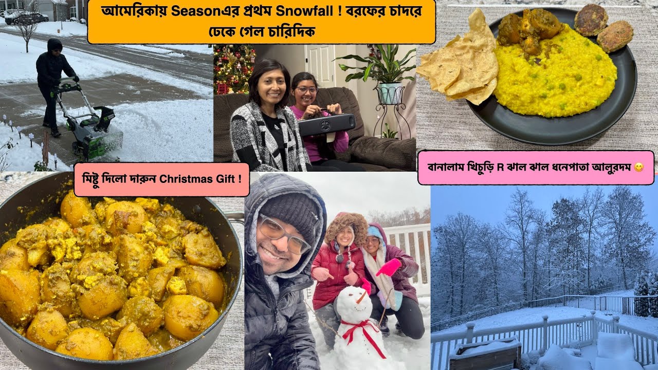 আমেরিকায় Seasonএর প্রথম Snowfall ! বরফের চাদরে ঢেকে গেল চারিদিক! মিষ্টু দিলো দারুন Christmas Gift!