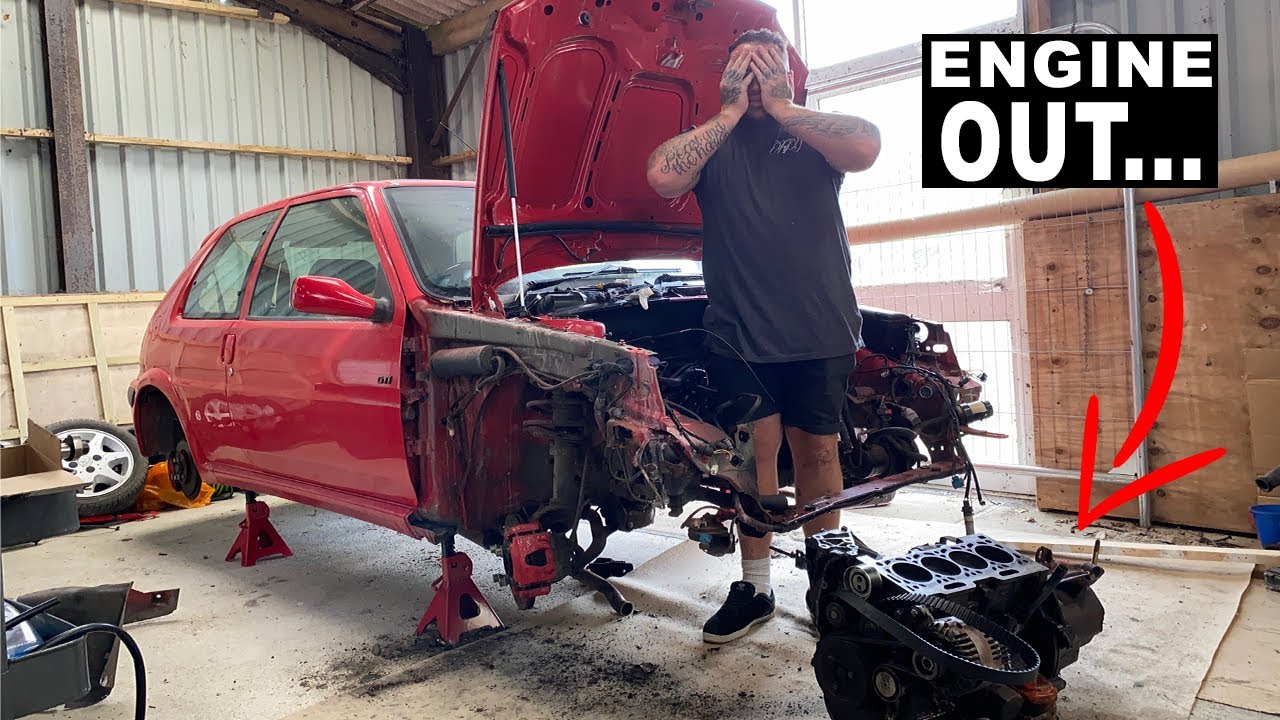 Taking the engine out to find *MAJOR RUST* on the 106 GTI