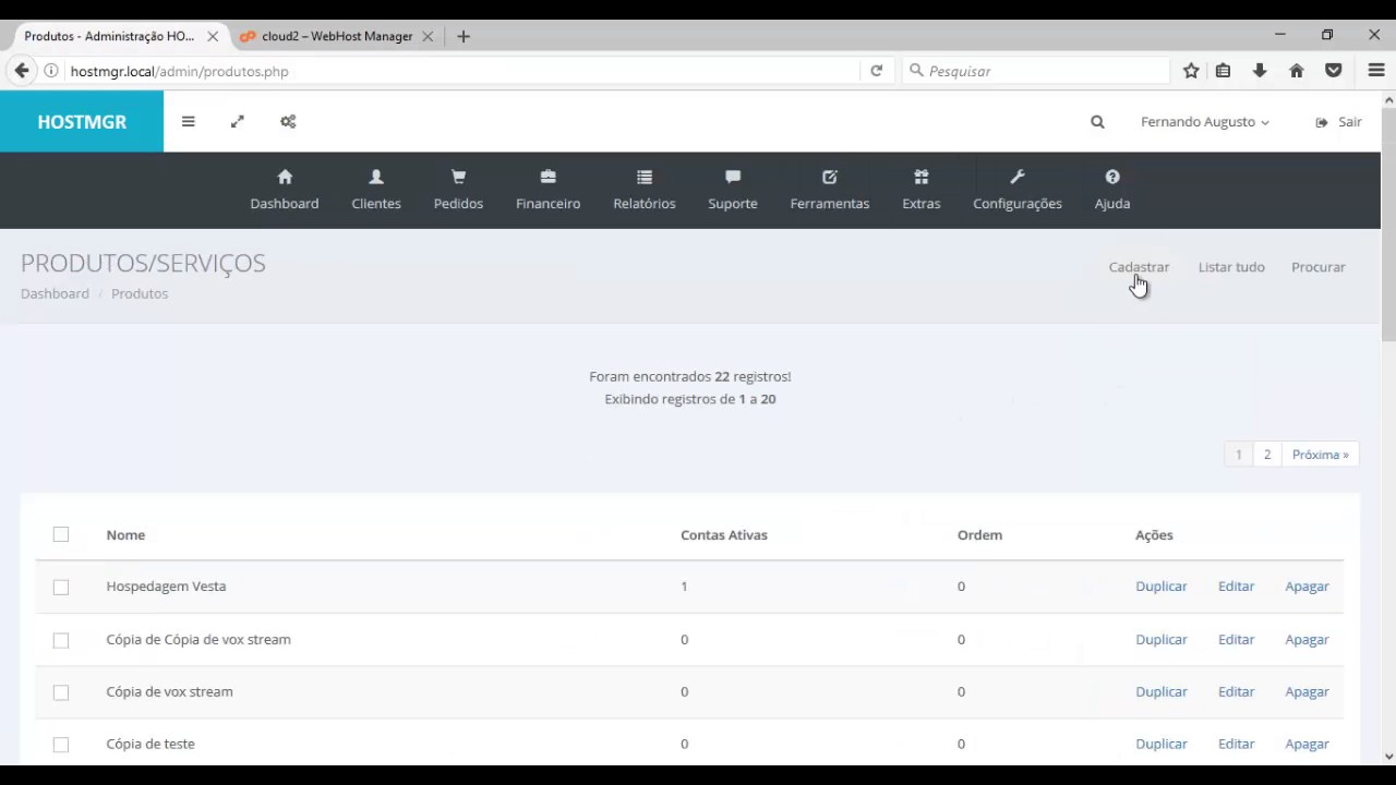 HOSTMGR - Configurando integra&ccedil;&atilde;o com WHM/Cpanel