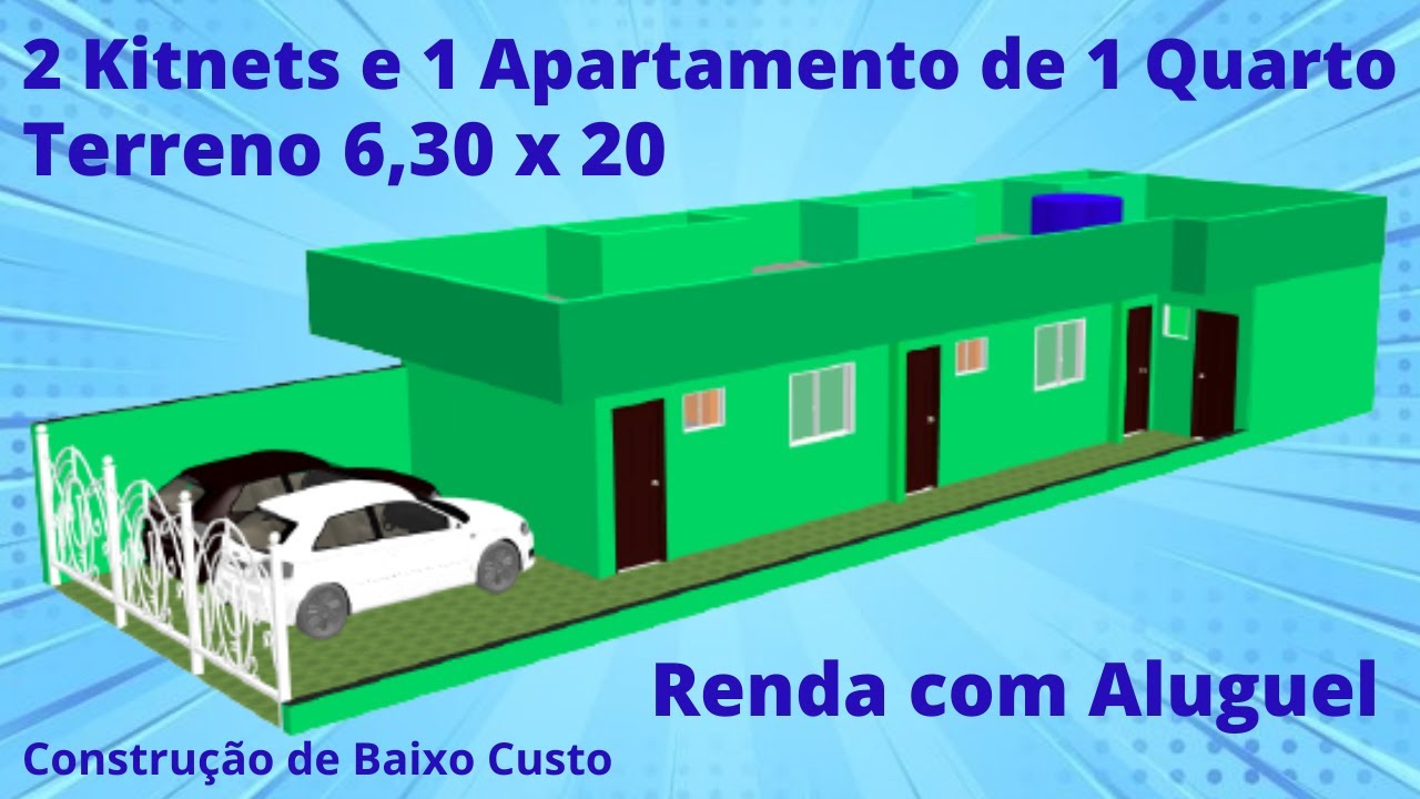 2 KITNETS E 1 APTO DE 1 QUARTO - TERRENO 6,30X20 - RENDA PASSIVA