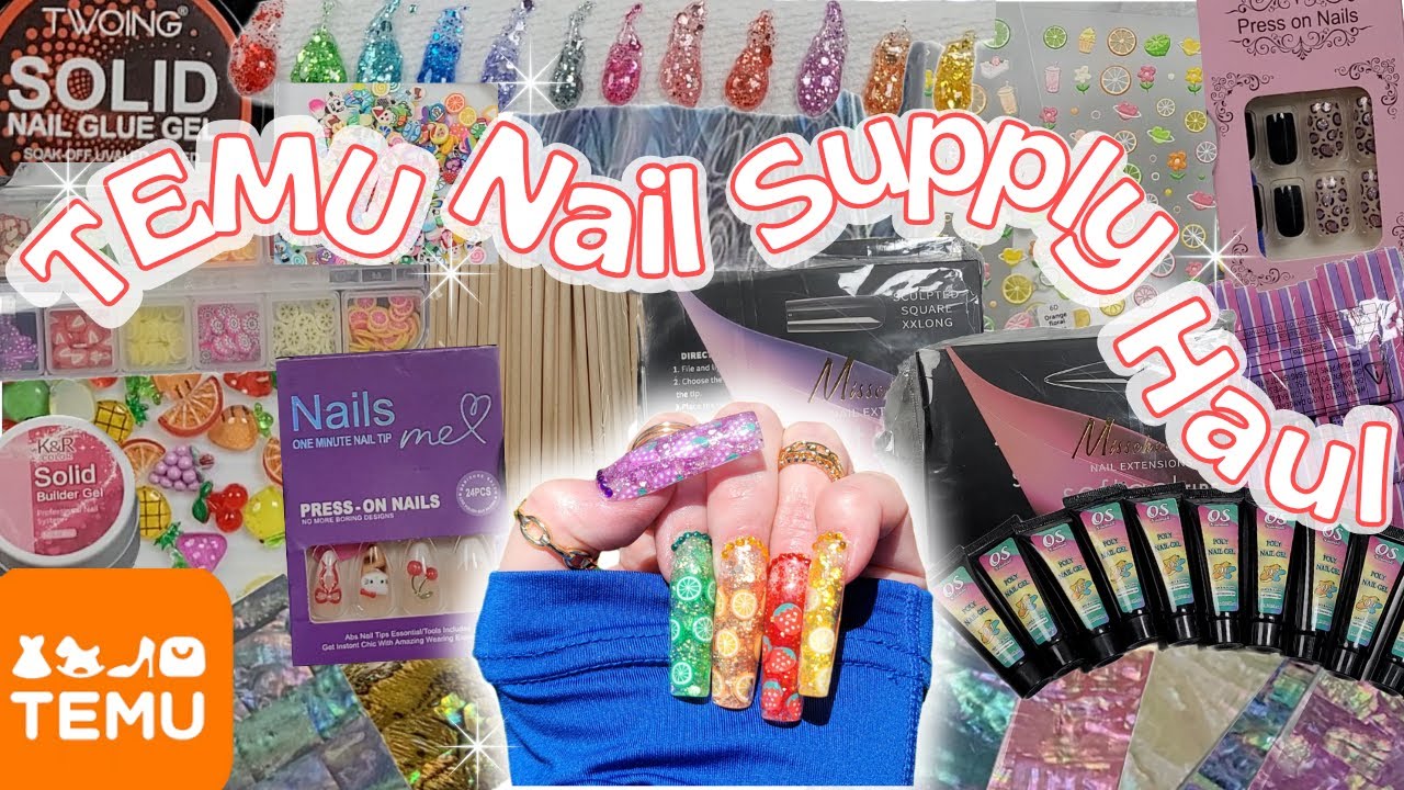 TEMU Nail Supply Haul | POLYGEL Fruit Nails 🍇🍓🍋🍊🍈| Lazy Girl Method | Beginner Friendly 😀