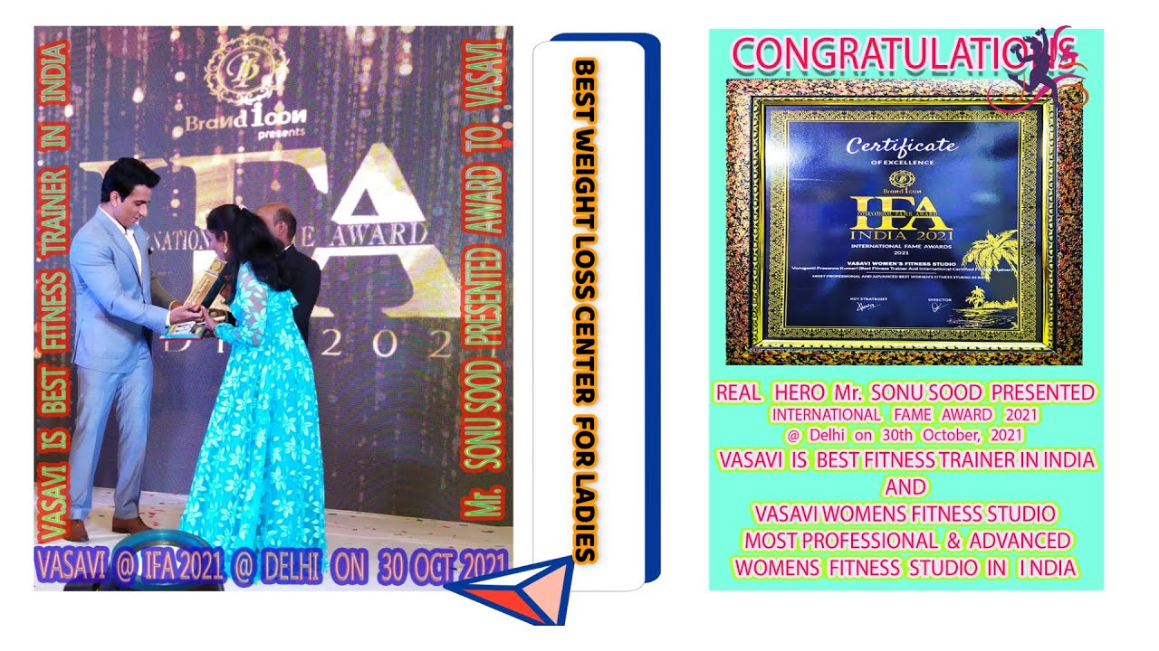 INTERNATIONAL FAME AWARDS 2021. VASAVI WOMENS FITNESS STUDIO  INTERNATIONAL FAME AWARD 2021 WINNER.