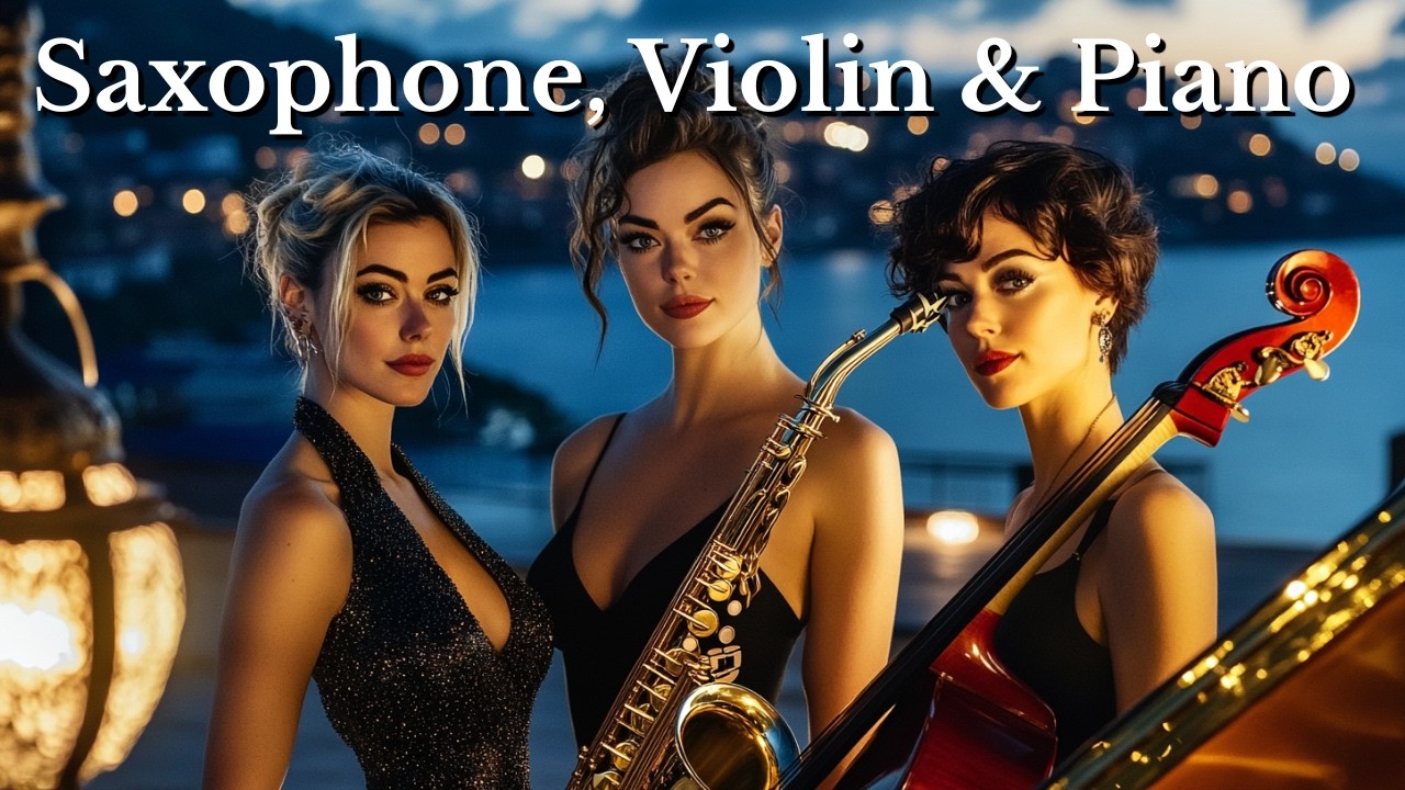 Mediterranean Moonlight 🎷🎻🎹 Relaxing Saxophone & Strings Jazz BGM for Sleep, Study & Romantic Nights