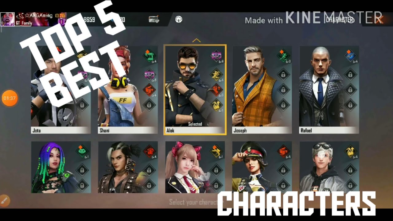 Top 5 Best characters in free fire | LIST PODU #4 | All In All AM