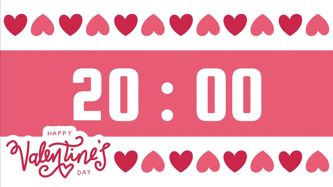 20 Minute Timer | With Alarm Bell & No Music | Happy Valentine's Day Theme ❤️ 💗