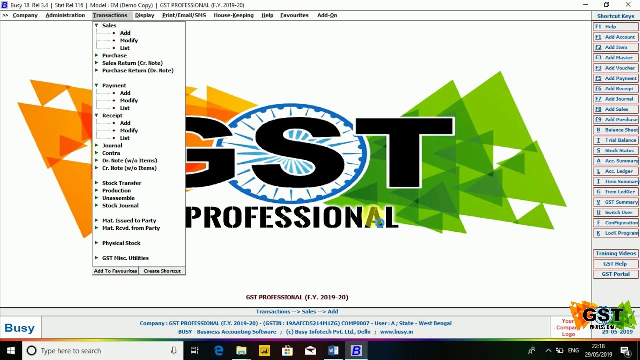 PURCHASE, SALES, PAYMENT & RECEIPT ENTRY BUSY--PART#3