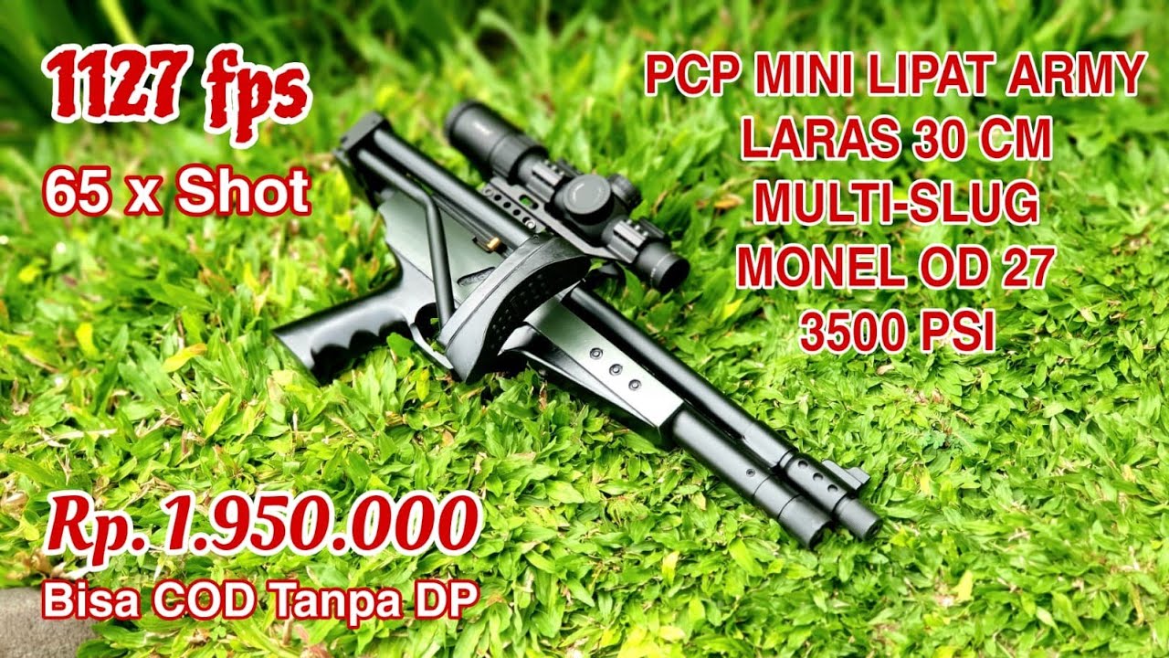 PCP MINI LIPAT ARMY MAGAZINE : Monel OD 27 - 3500 psi, Laras Seamless 30 cm Multi-SLUG