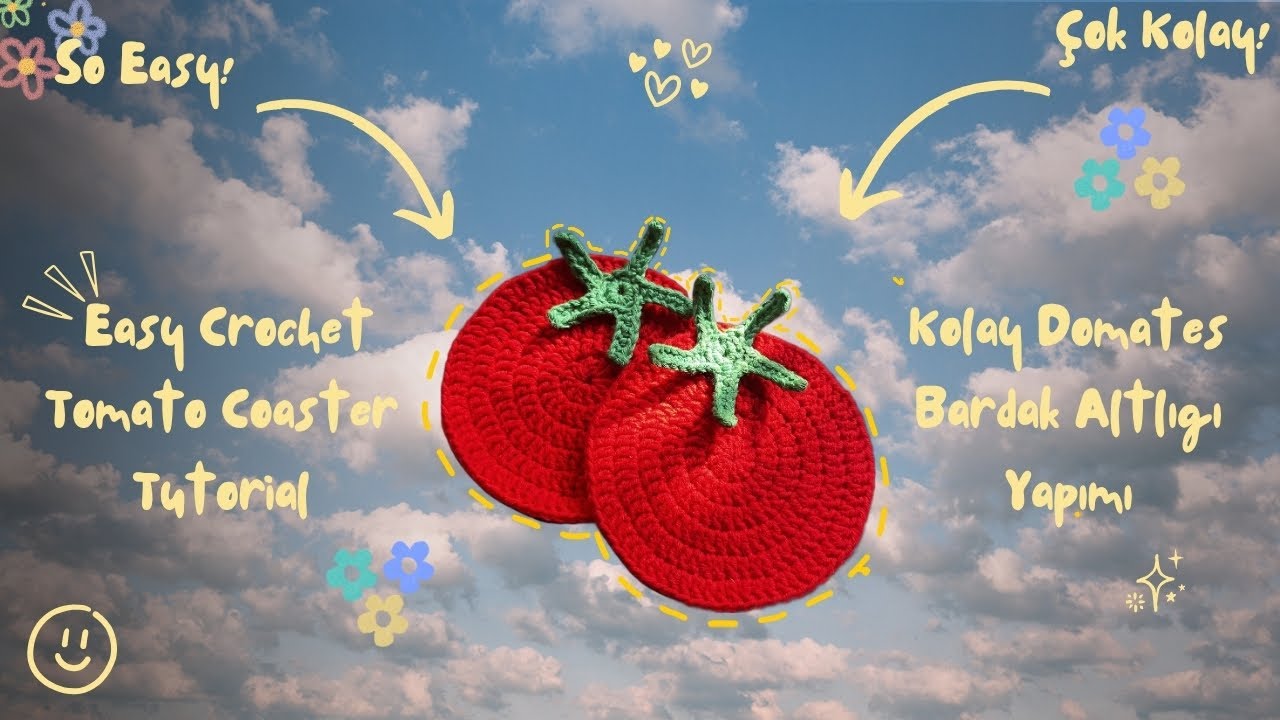 Easy Step-by-Step Tomato Coaster |🍅 Evde Kolay Domates Temalı Bardak Altlığı Yapımı 🍅