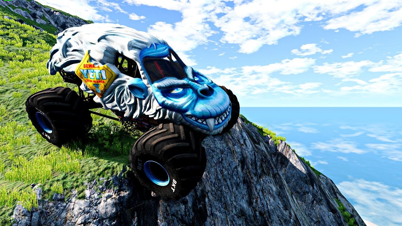 YETI Monster Jam Cliff descent and Destruction Beamngdrive