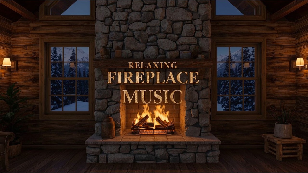 Winter Fireplace Relaxing Music 🔥❄️ Cozy Cabin Ambience for Deep Sleep & Stress Relief
