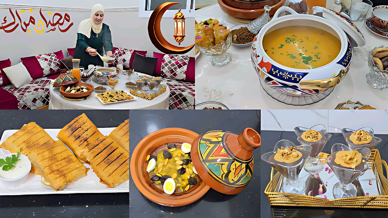 مائدة إفطار رمضانية شهية 🌙 شوربة الخضار والسمك مع طاجين الدجاج المعسل و تحلية اقتصادية 