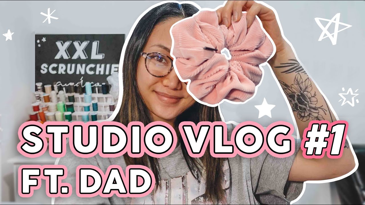 STUDIO VLOG | Day In The Life Making XXL Scrunchies | How Dad Helps My Small Business Run ❤ Sewing ✨