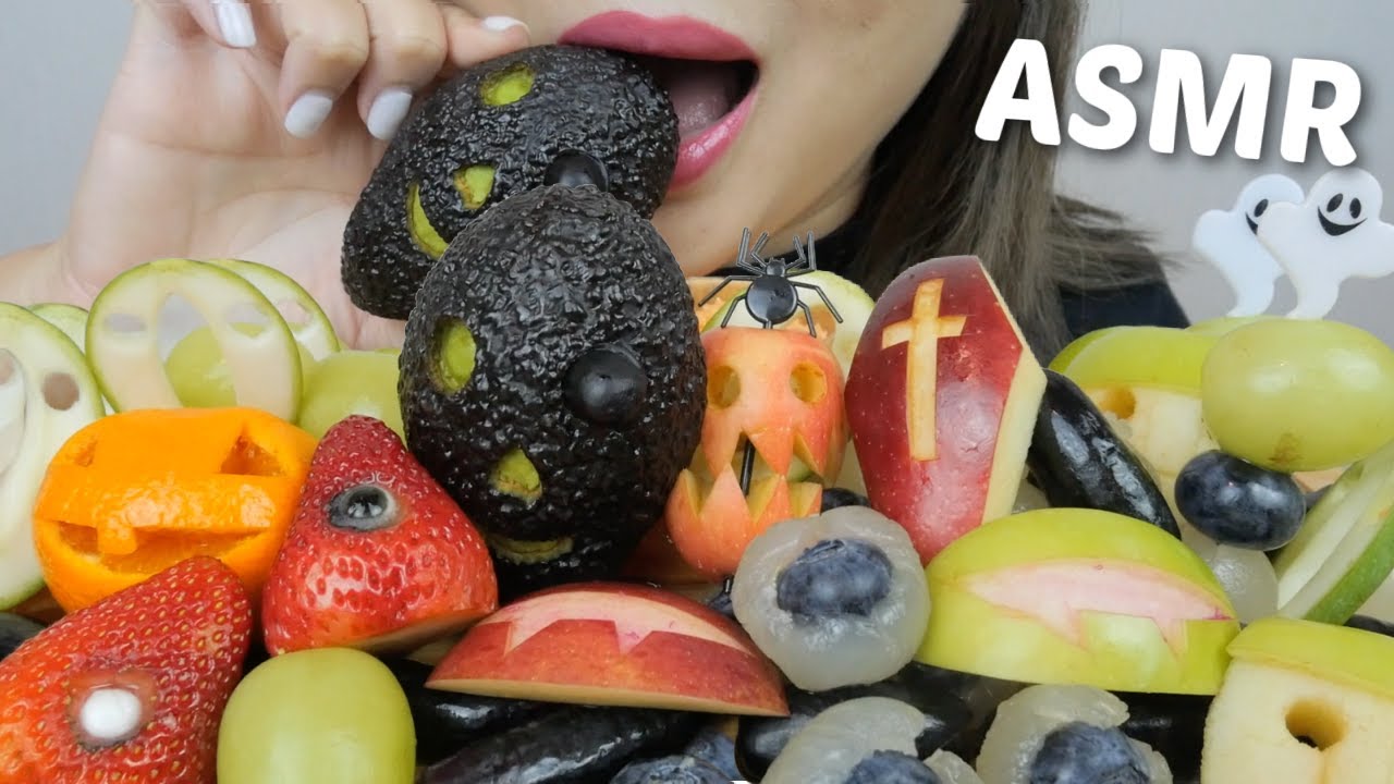HALLOWEEN Fruit Platter ASMR *Crunchy, soft and Crispy | N.E Let's Eat