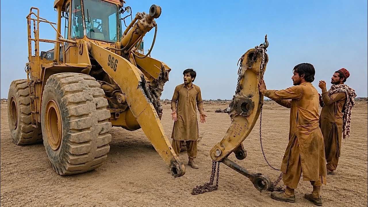 Incredible Repairing Process of Completely Broken CAT Loader Boom by Pakistani Mechanics