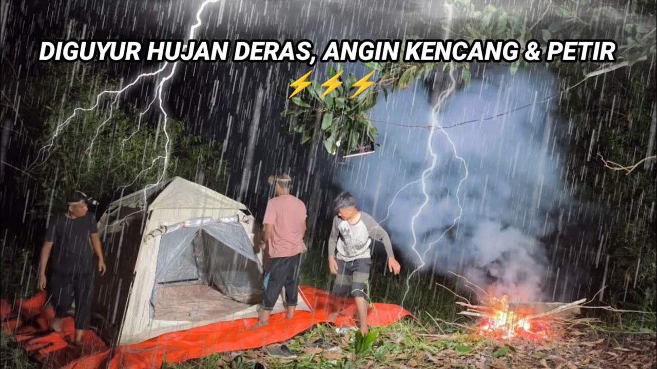 diguyur hujan deras, petir dan badai angingin kencang & tidur nyenyak sampai pagi