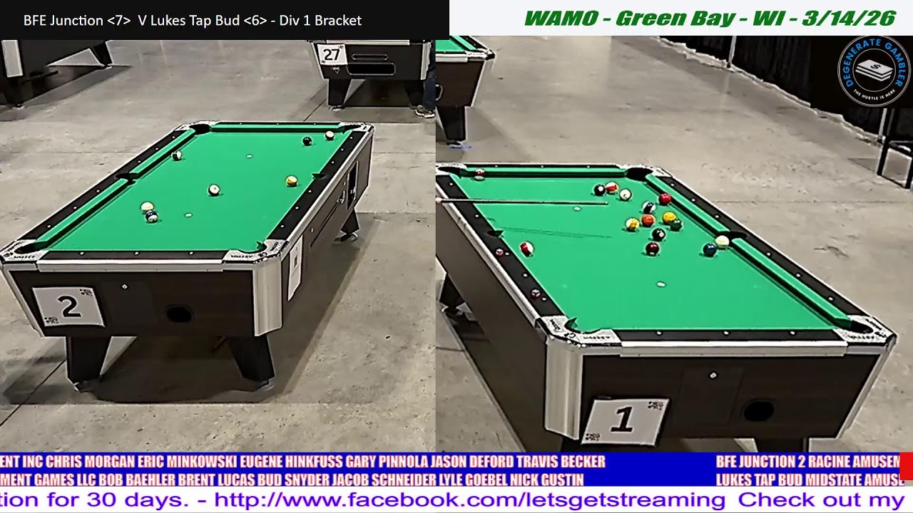 WAMO - Teams Div 1 Bracket - BFE Junction V Lukes Tap Bud - Green Bay Wi - 3/14/26
