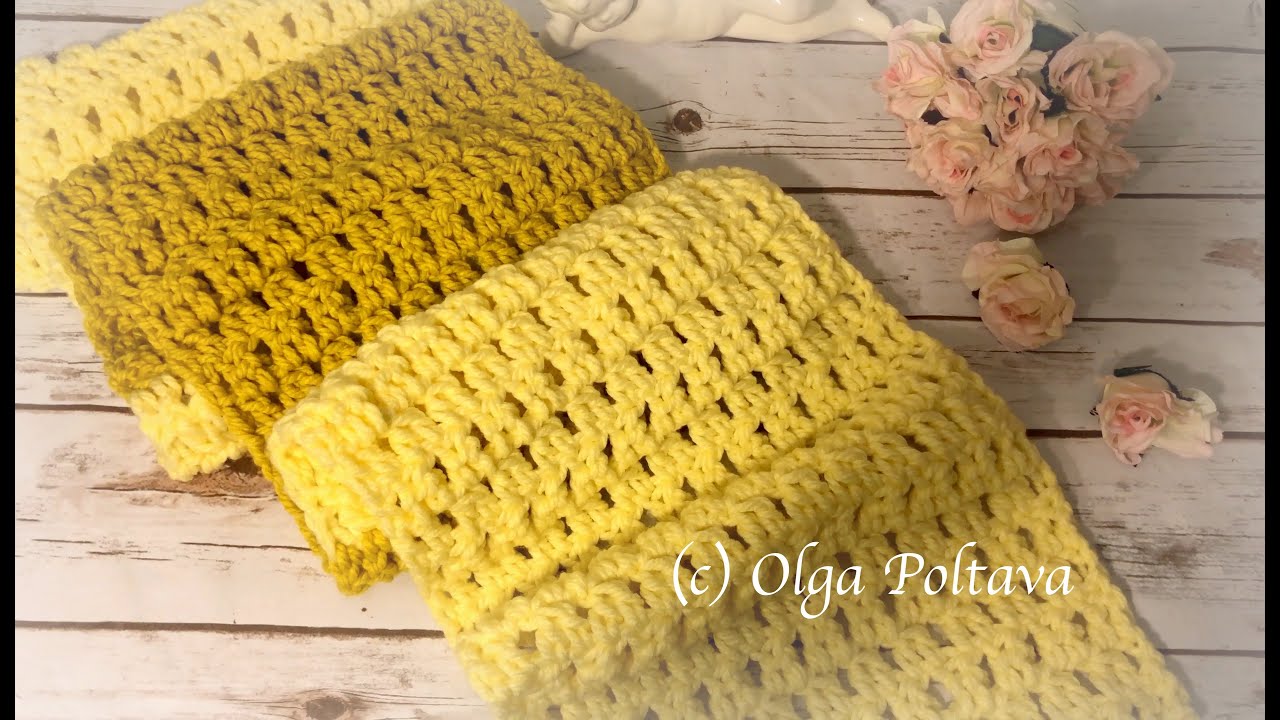 How to Crochet VERY EASY Chunky Scarf, Double Crochet Decrease Explained, Crochet Video Tutorial