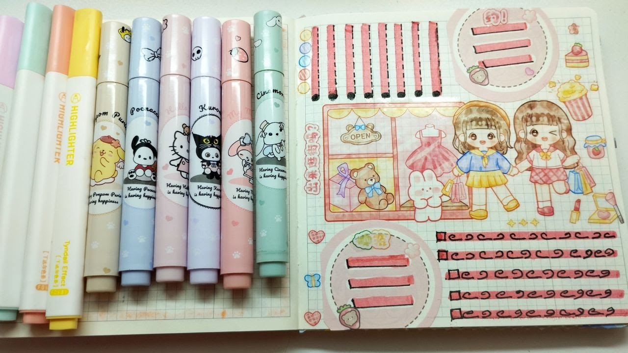 🌟3 Minutes Satisfying with Cute Kawaii Stickers Journaling 🌈 ASMR journaling #asmr #sticker #journal