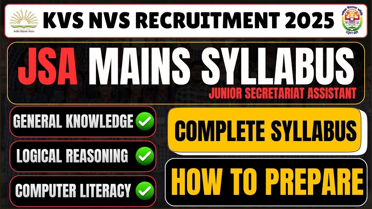 KVS NVS JSA Tier 2 Syllabus 2026 | Junior Secretariat Assistant Mains Syllabus & How To Prepare
