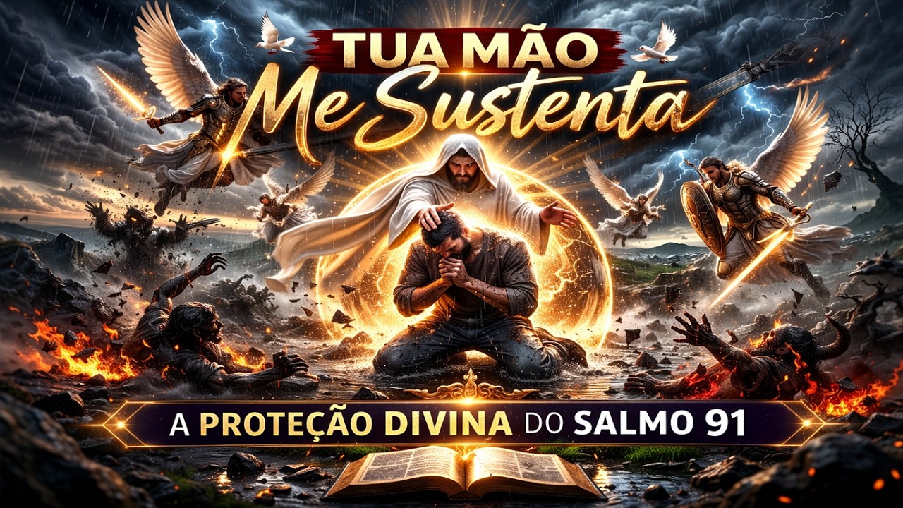 Tua Mão Me Sustenta - Salmo 91 Cantado | Clip Legendado | Adoração Gospel-IA