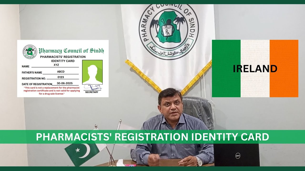 Registration identity card |#ireland  Secretary Pharmacy Council of Sindh | Dr. Mirza Tasawer Baig