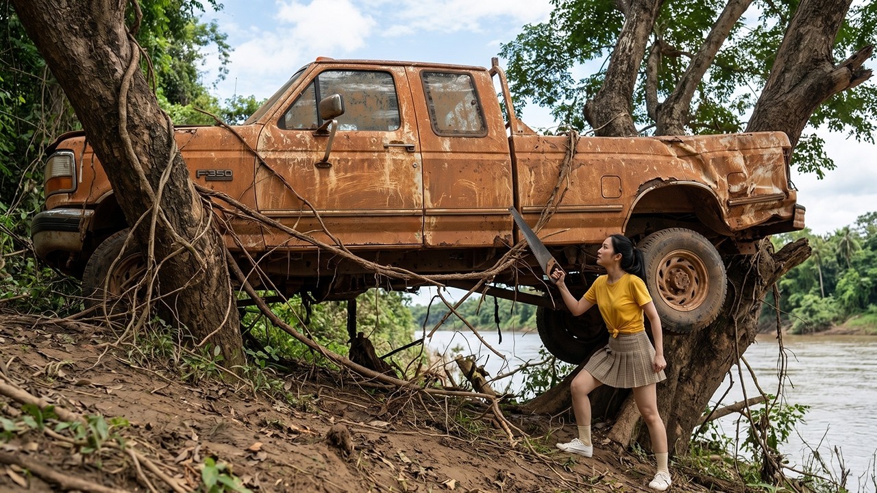 Bought for $100! She Restored an Abandoned Ford F-350 Dump Truck Left Rotting for 30 Years