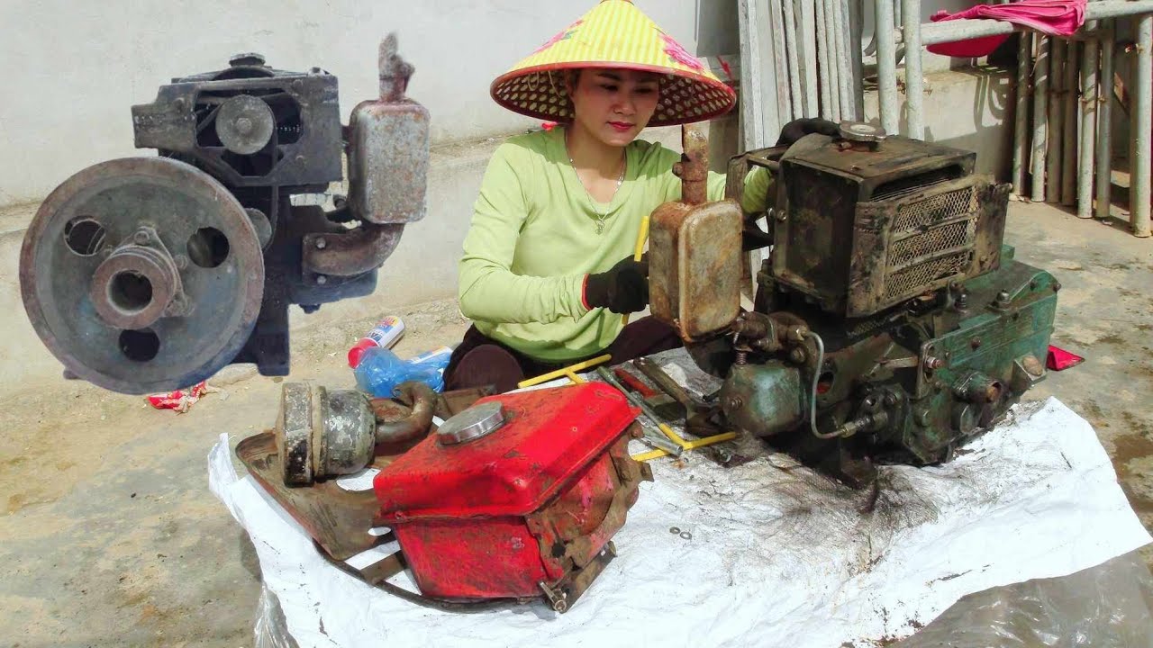 Repair and restore severely damaged Diesel engines. Restore old to new/genius girl