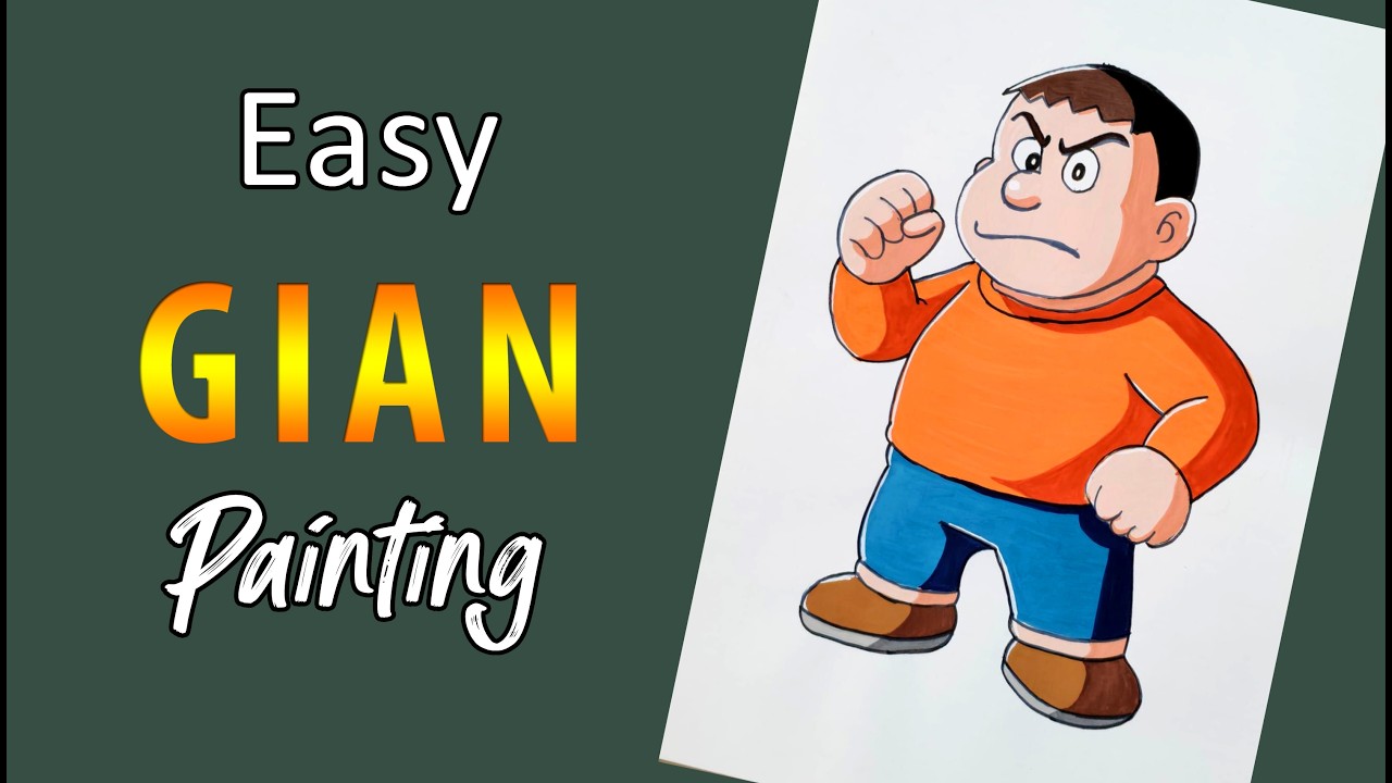 Gian Painting/TakeshiGoda/Doraemon Character/Anime Art/Gian Doraemon/Gian Drawing/Poster Color