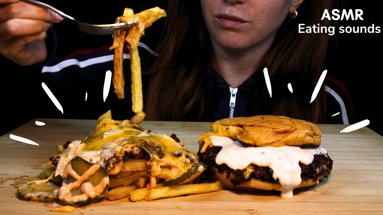 ASMR | SMASHED BURGER & FRIES | EATING SOUNDS | MUKBANG