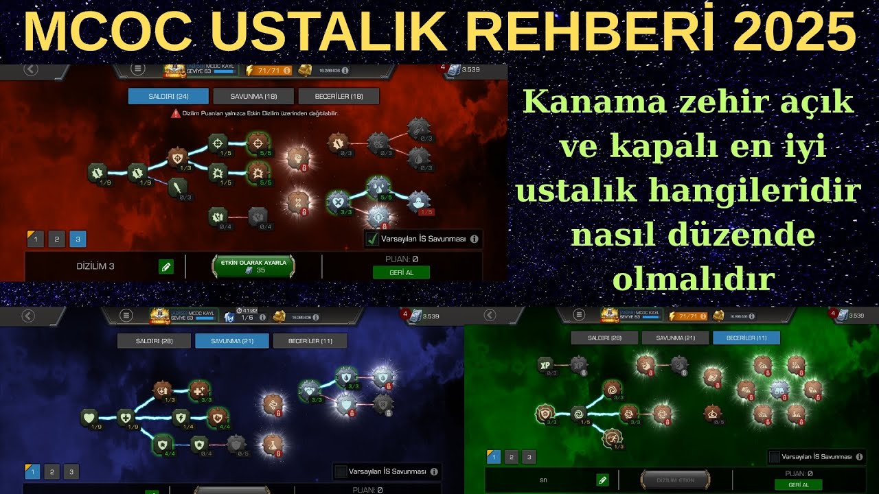 Mcoc ustalık Rehberi 2025 Kanama zehir açık ve kapalı en iyi ustalık düzeni nasıl olmalıdır 