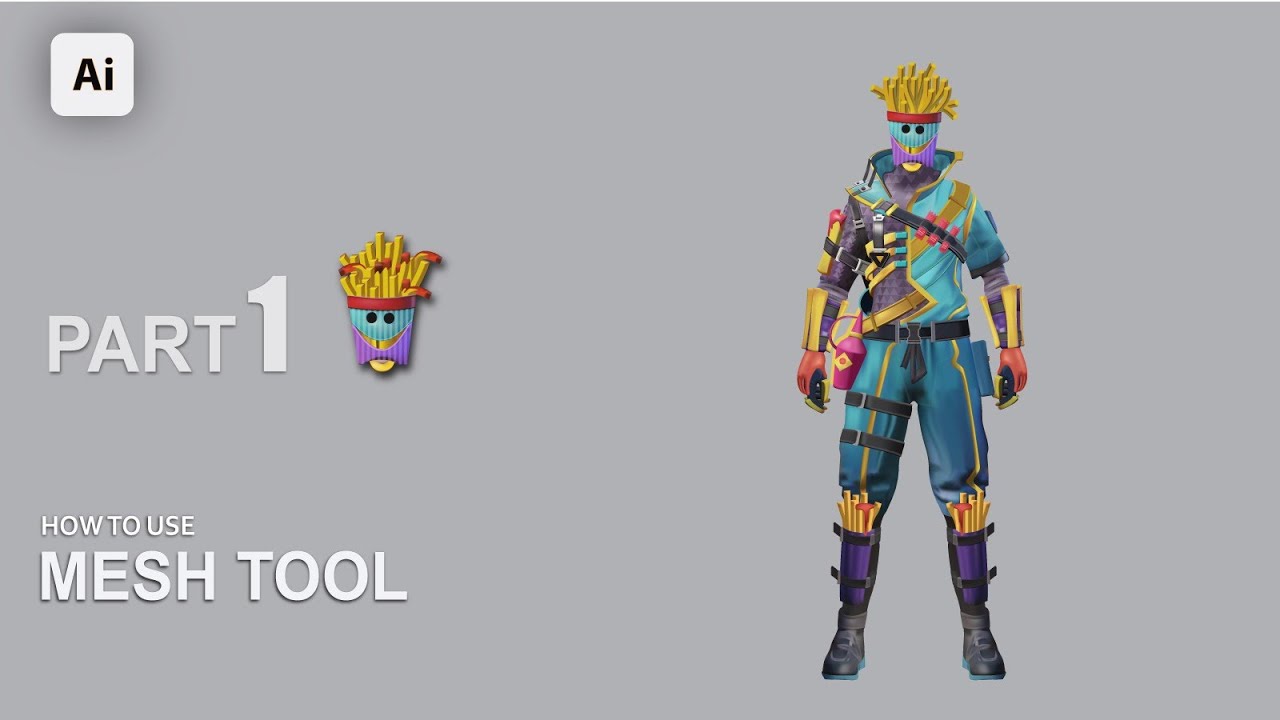 Adobe Illustrator Tutorial | Create PUBG character part 1 | How to use Mesh Tool