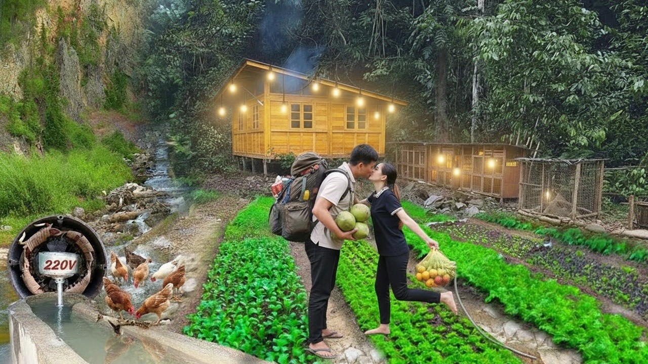 Young couple leaves civilization: Building a self-sufficient life / Timelapse From Start To Finish