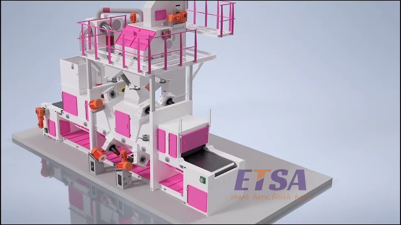 High quality mesh belt shot blasting machine with 8 unit blast turbines