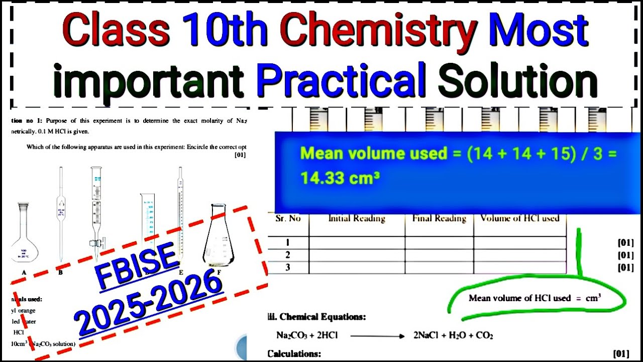 Class 10th chemistry Most important Practical Solution | Class 10th chemistry practical 2025 | Fbise