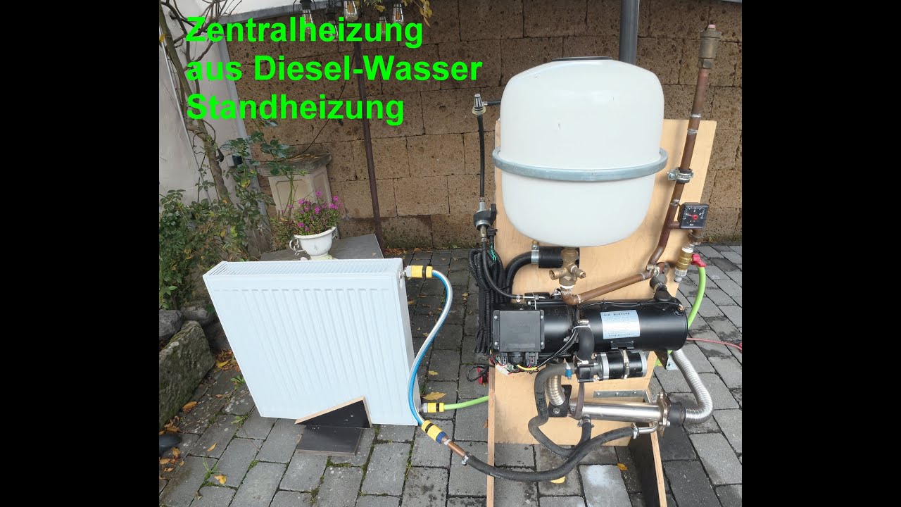 Zentralheizung aus einer Diesel Wasser - Standheizung, für die Werkstatt, als Notheizung Bautrockner