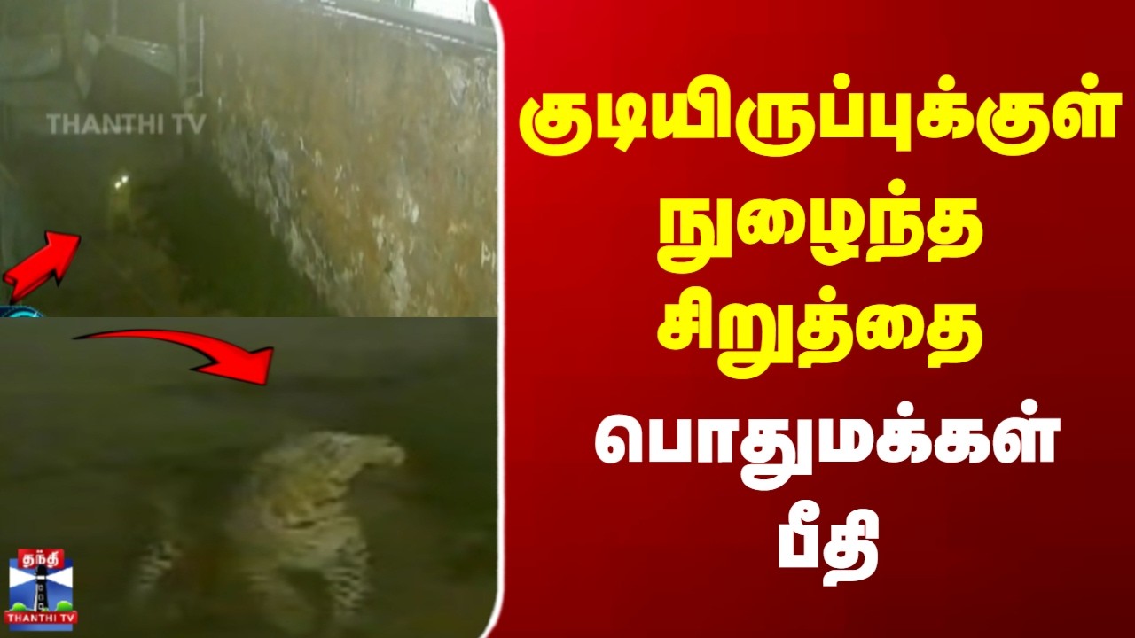 leopard News |  குடியிருப்புக்குள் நுழைந்த சிறுத்தை பொதுமக்கள் பீதி