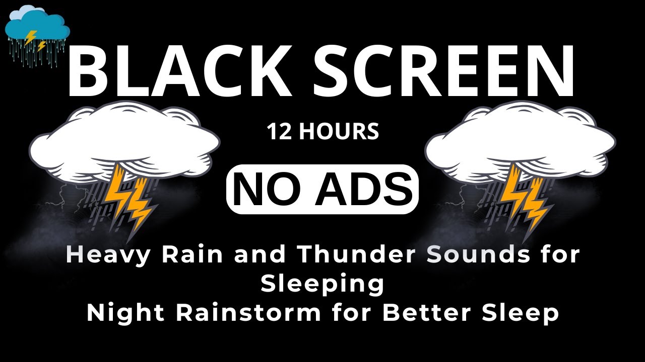 🔴 Heavy Rain and Thunder Sounds for Sleeping - Black Screen No Ads | Deep Sleep Rainstorm Ambience