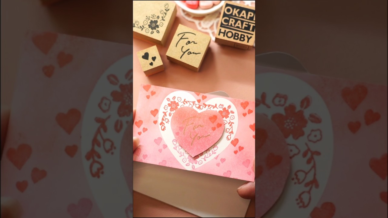 #100均 #ハート &hearts; #ミニカード #ダイソー #スタンプ #Minicard #Valentinesdaycard　#cardmaking #OKAPICRAFTHOBBY