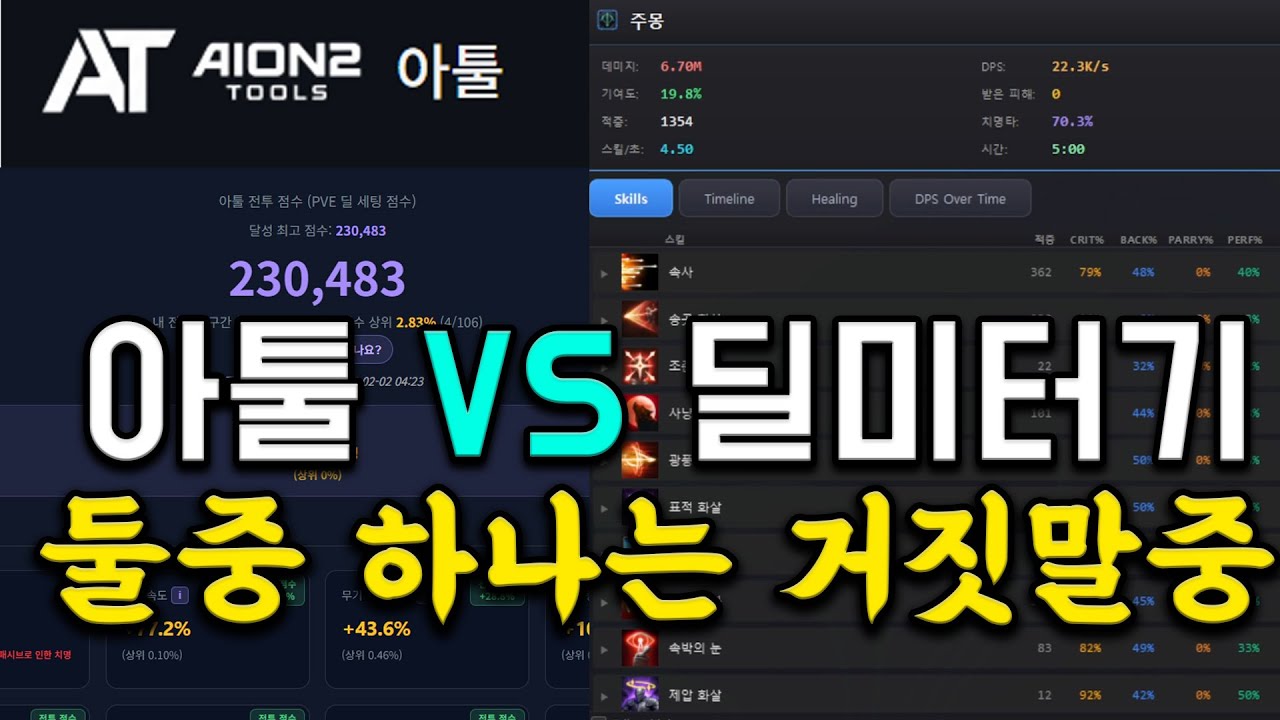 아직도 아툴 믿으세요?  5만대 아툴이 6만대 아툴 2배차로 이겨버림 명중VS치명  [아이온2]