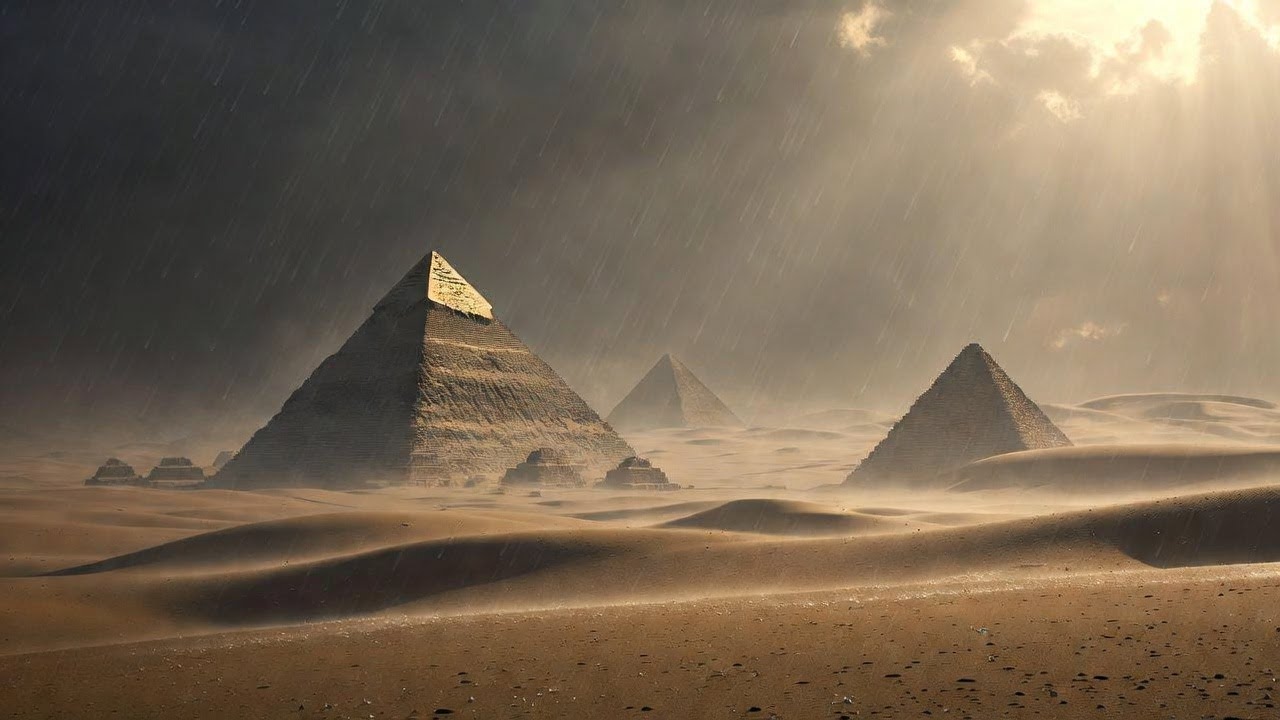 Ancient Egyptian Pyramids in the Rain 🌧️ | Relaxing Rain Sounds | Cinematic Desert Ambience