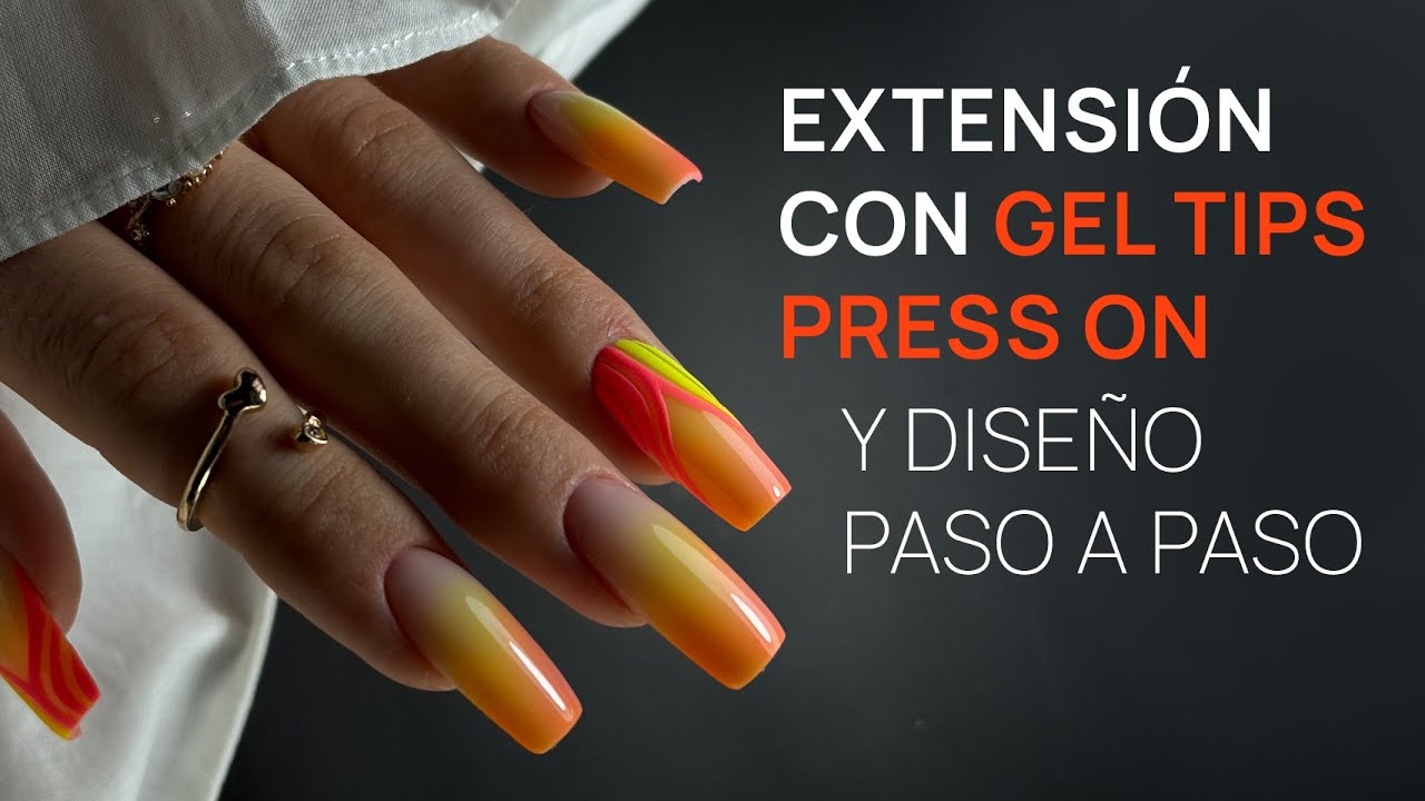 Gel Tips nails (Soft gel tips) y diseño de uñas PASO A PASO 🍋🍊🍓