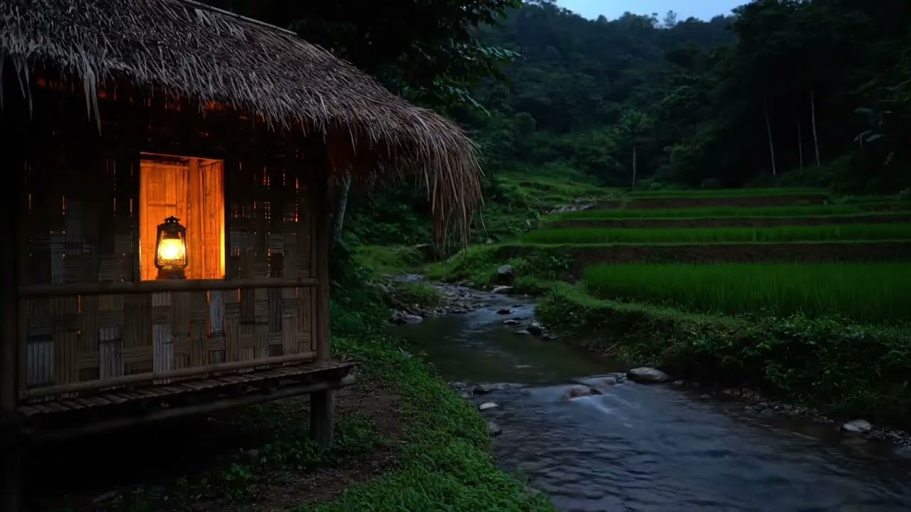 Calm Night Ambience ASMR | Rice Field Sounds Under the Stars