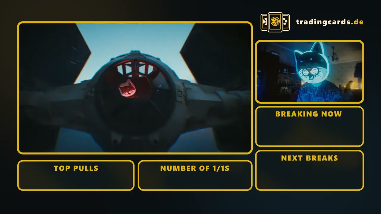 Custom Break Stream Overlay Design for TradingCards.de (Black & Yellow Theme)