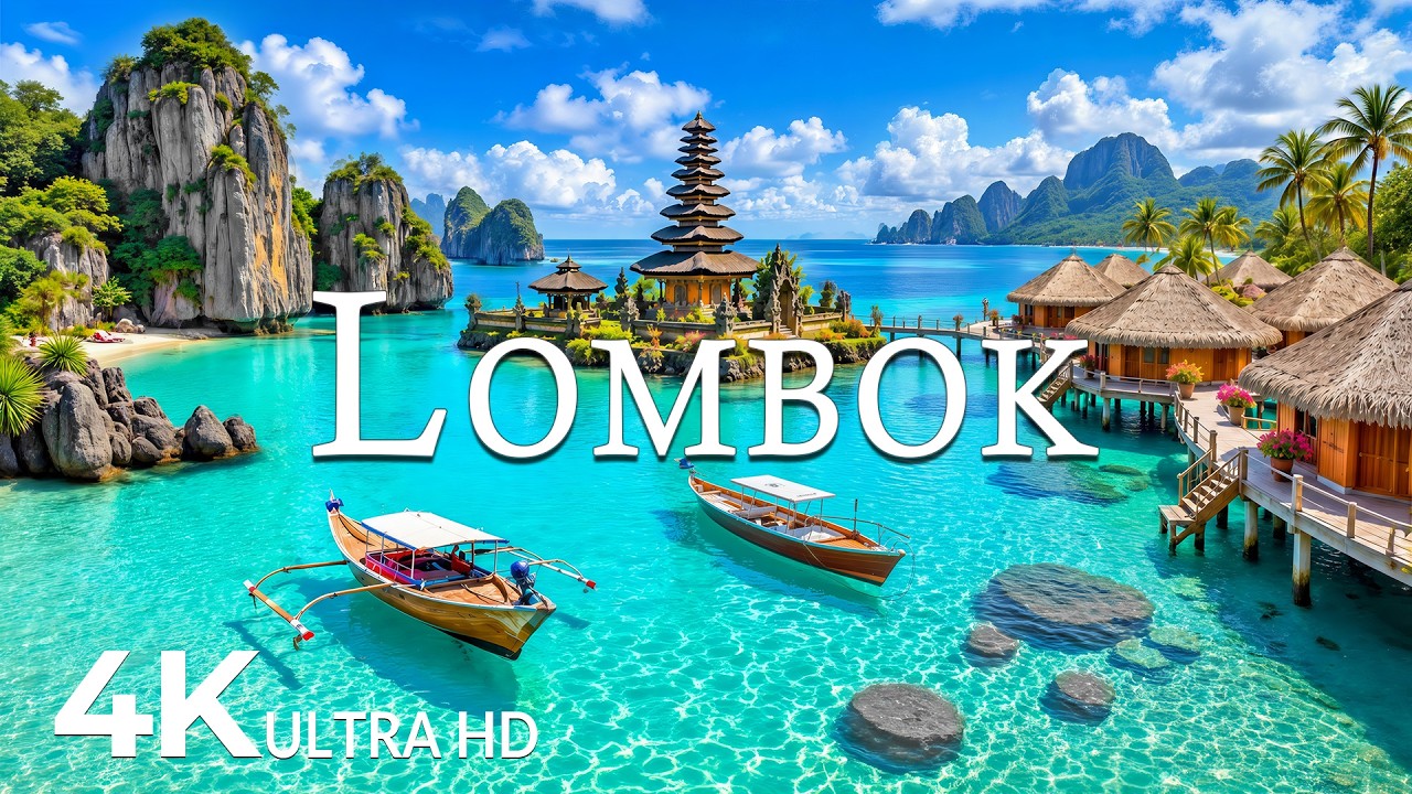 FLYING OVER LOMBOK (4K UHD) &ndash; Soothing Music Along With Beautiful Nature Video - 4K Video ULTRA HD