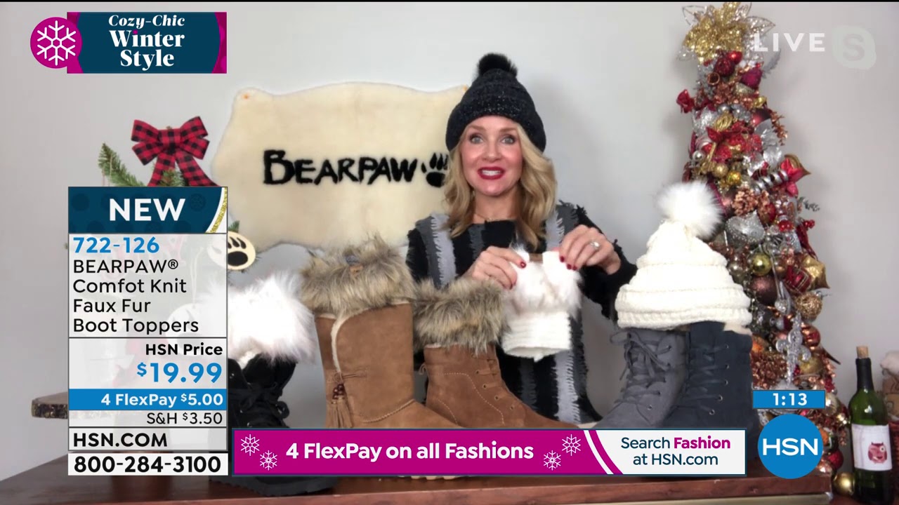 BEARPAW Comfort Knit Faux Fur Boot Toppers