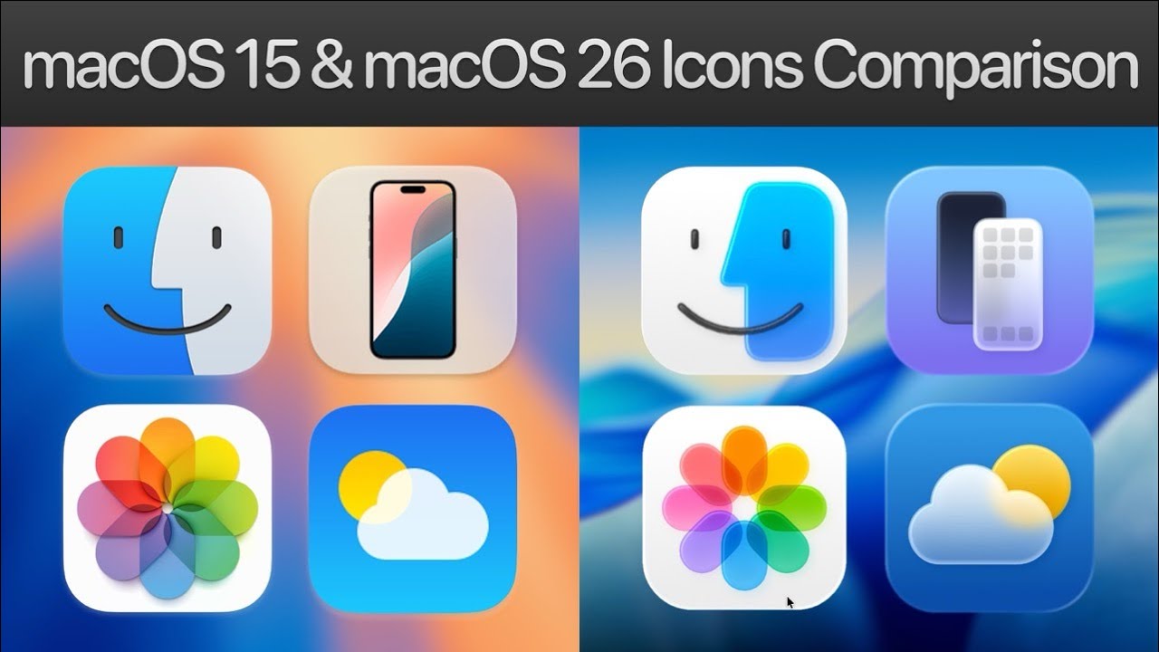 macOS Sequoia & macOS Tahoe Icons Comparison