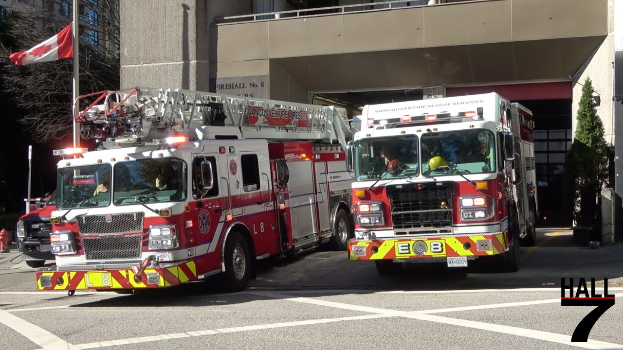 Vancouver Fire Rescue Services - NEW Engine 8, & Ladder 8 Responding