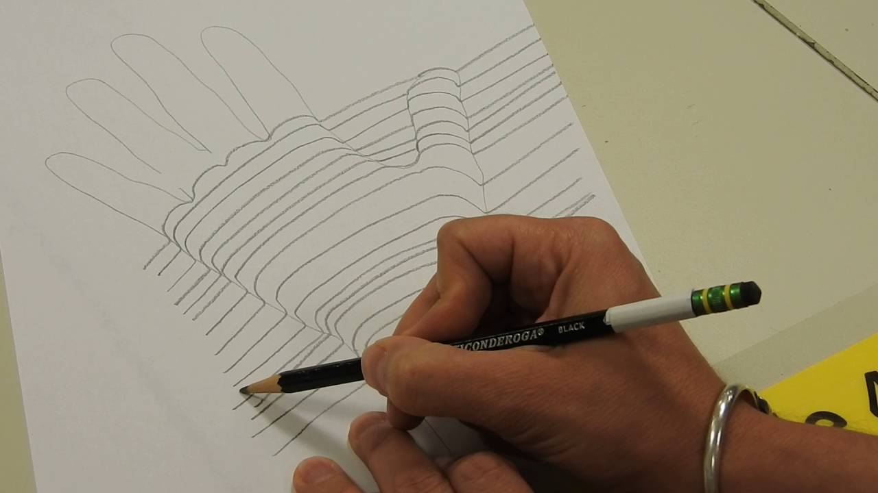 cross contour line drawing of your hand