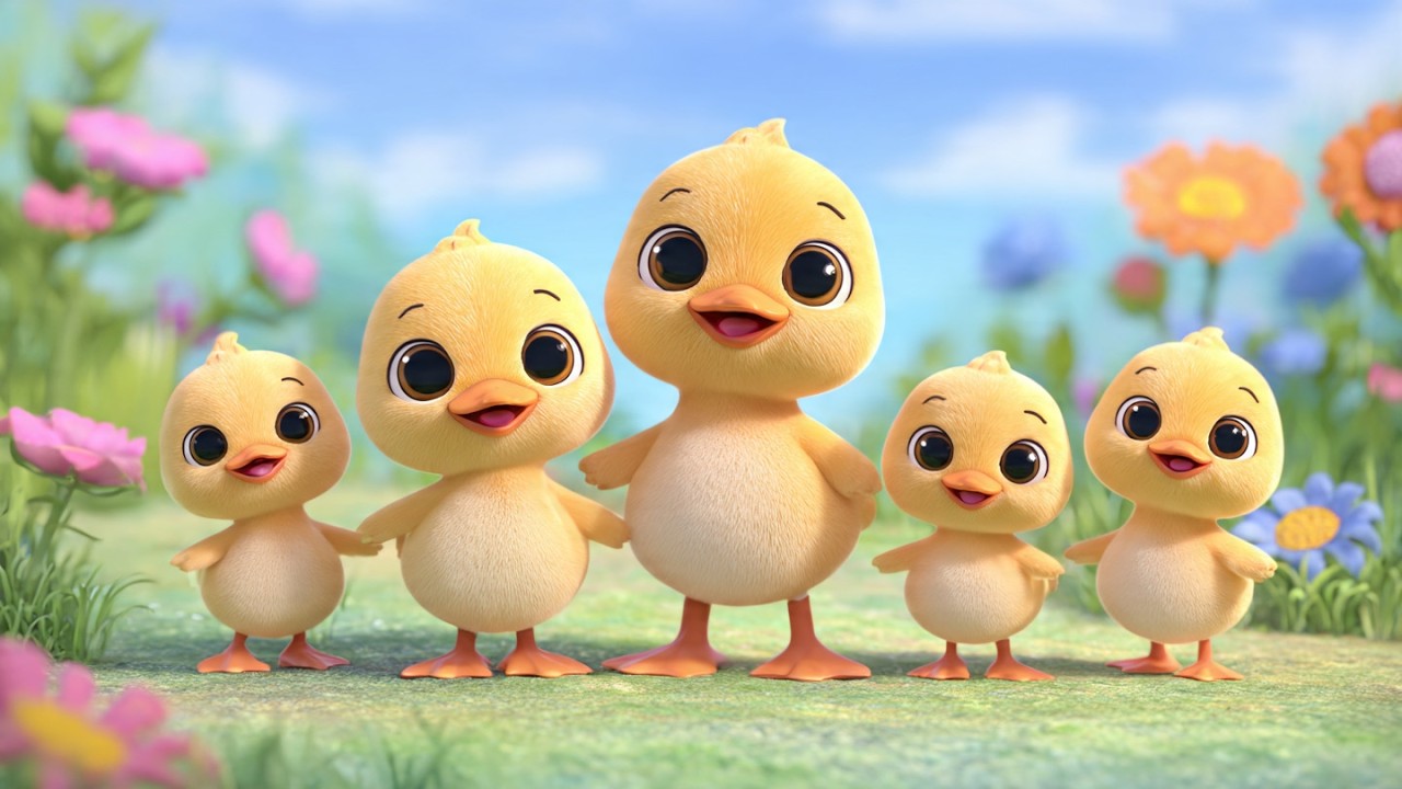 Five Little Ducklings 🦆 | Fun Counting Song for Kids | Nursery Rhyme