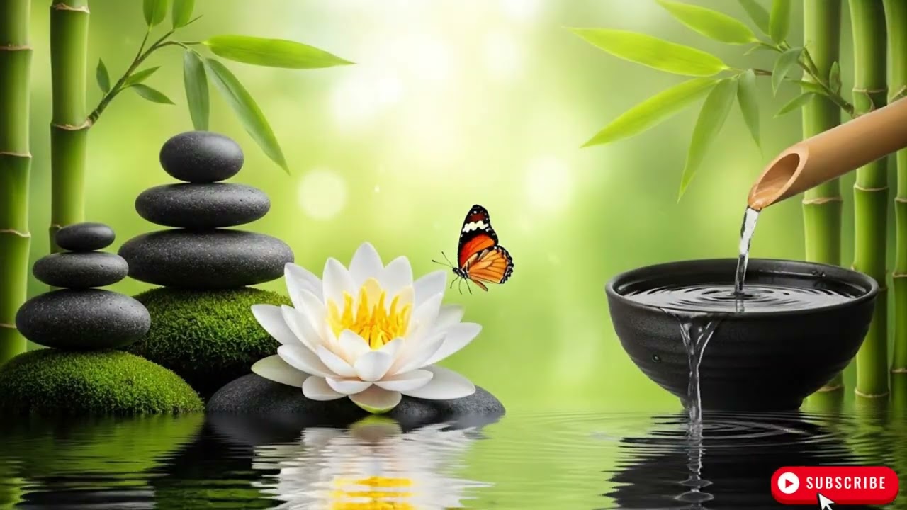 Relaxing Sleep Music + Bamboo Water 🌿 Deep Healing, Meditation, Mind Body, Deep Sleep